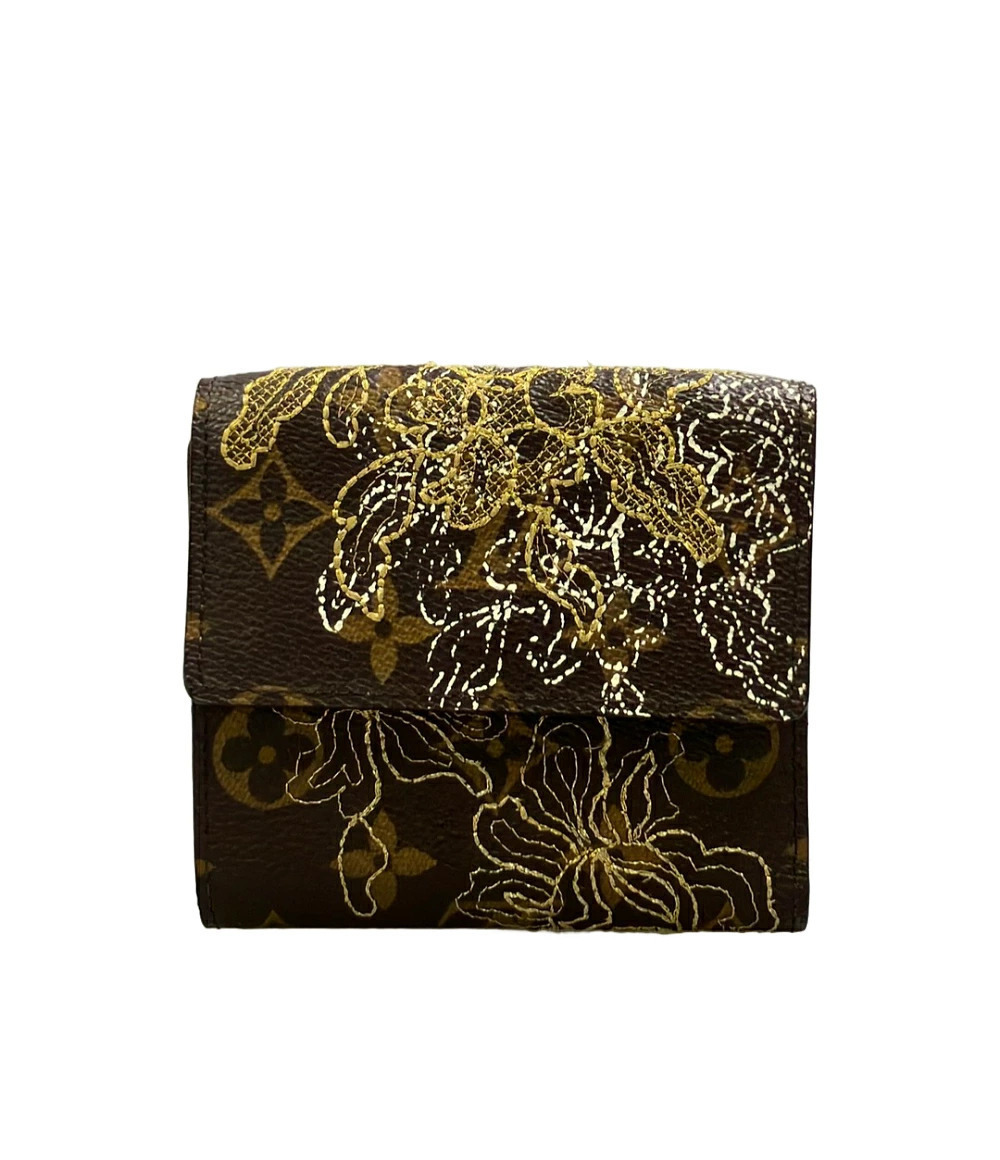 Louis Vuitton Hook Bifold Wallet Porte Monnaie Billet Canvas Leather Black Brown